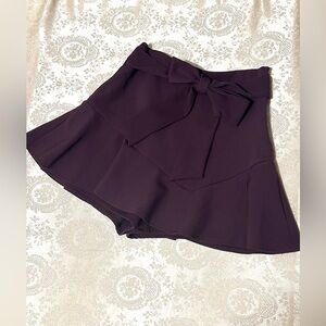 Zara Plum Purple Belted Bow Trim Skort